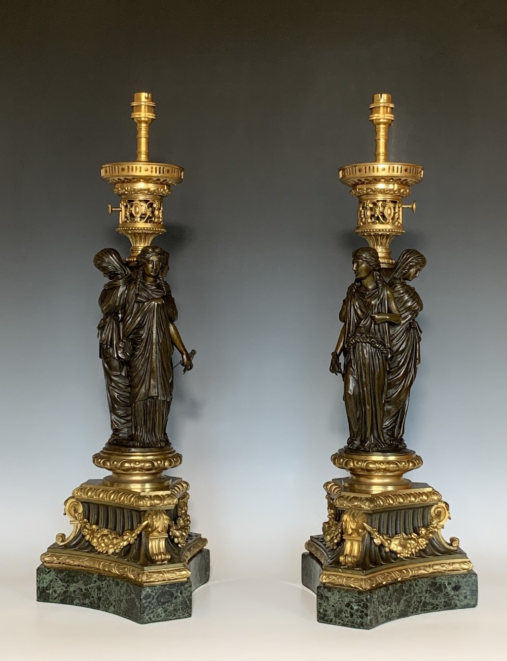 19th Century bronze & Ormolu Table Lamps