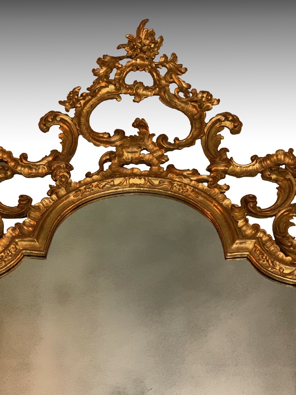 Rococo Style Italian Carved Giltwood Wall Mirror View III