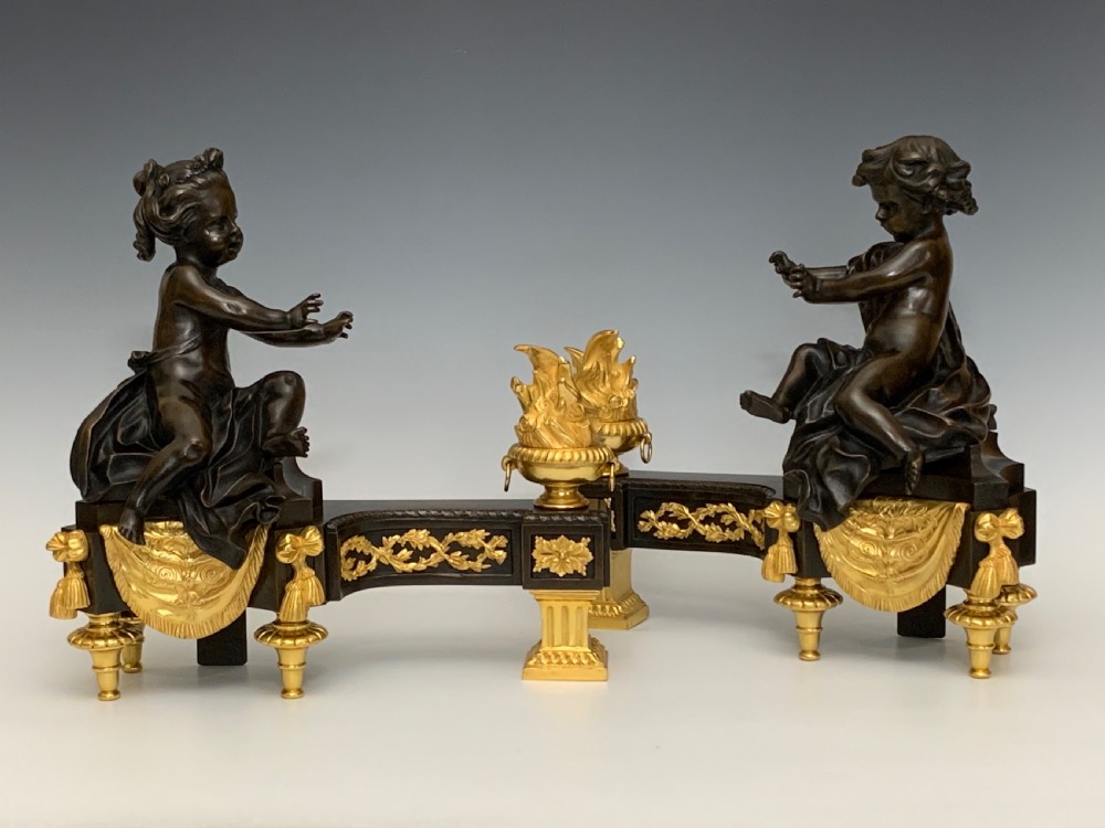 Fine French Bronze & Ormolu Chenets View II