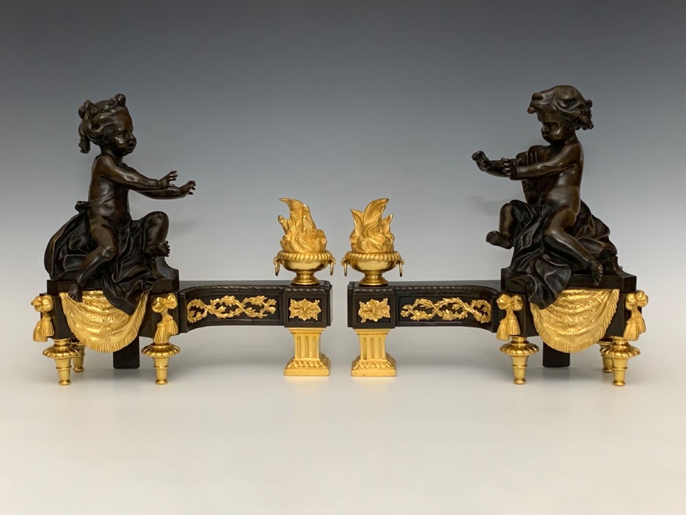 Fine French Bronze & Ormolu Chenets View III