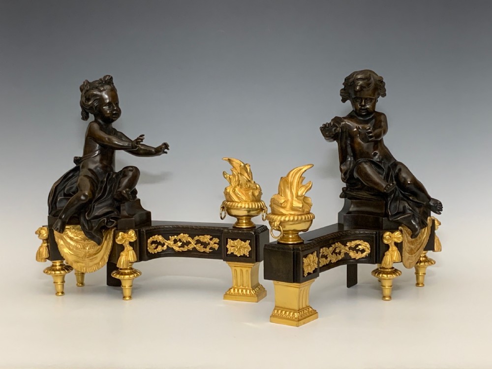 Fine French Bronze & Ormolu Chenets View IV