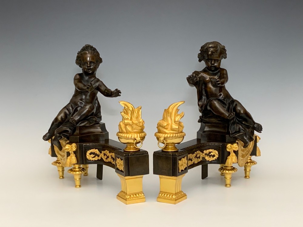 Fine French Bronze & Ormolu Chenets View VI