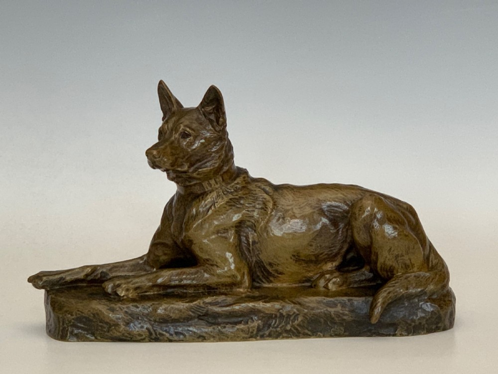 Antique Bronze Dog by Louis Riche