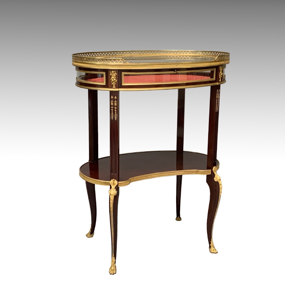 French Mahogany & Ormolu Mounted Table Display Bijouterie Attributed Linke