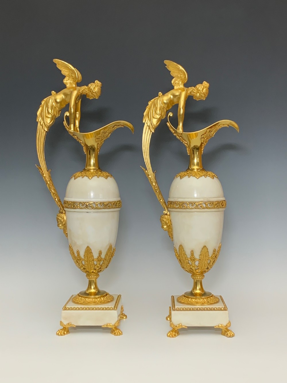 Pair of Ormolu Mounted Marble Ewers After Claude Galle View II