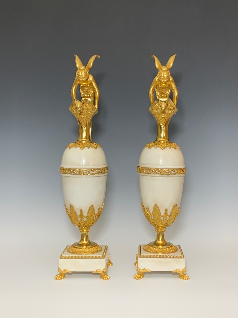 Pair of Ormolu Mounted Marble Ewers After Claude Galle View III