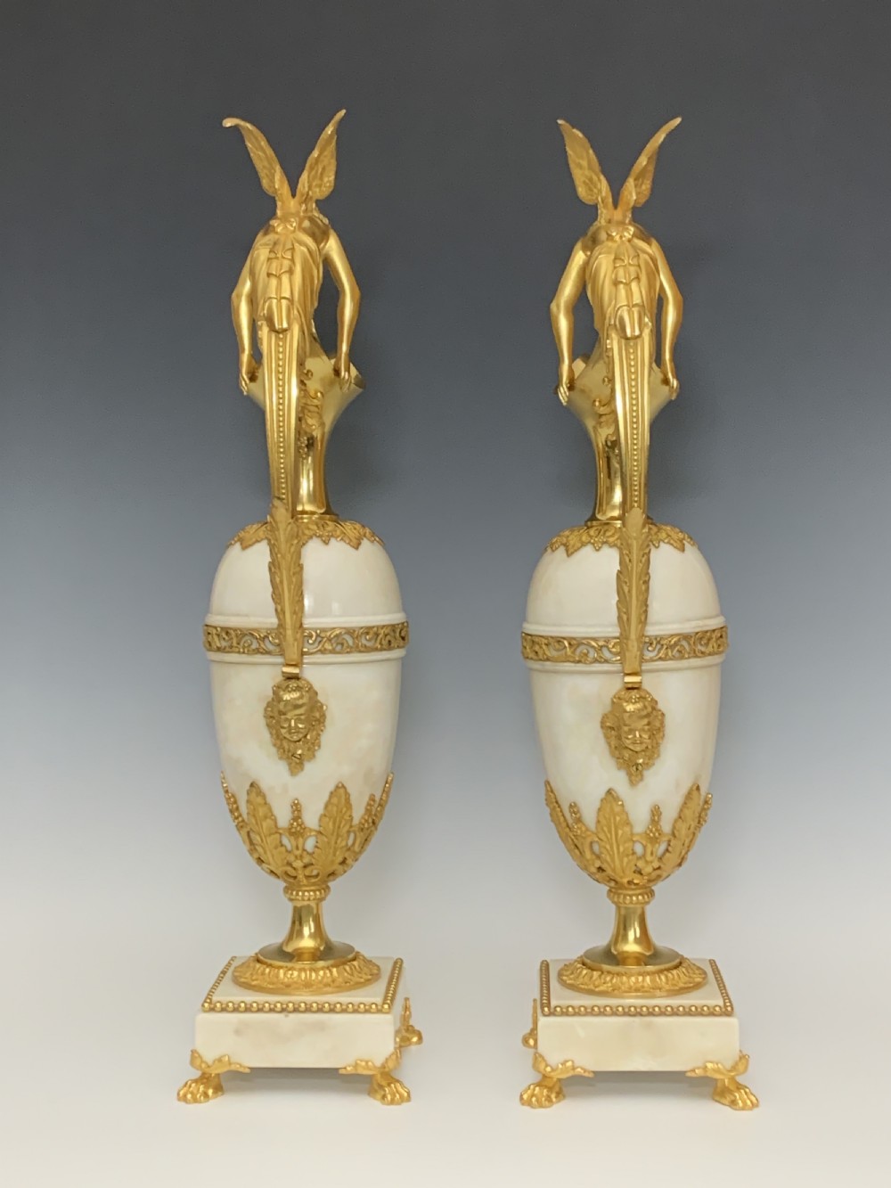 Pair of Ormolu Mounted Marble Ewers After Claude Galle View IV