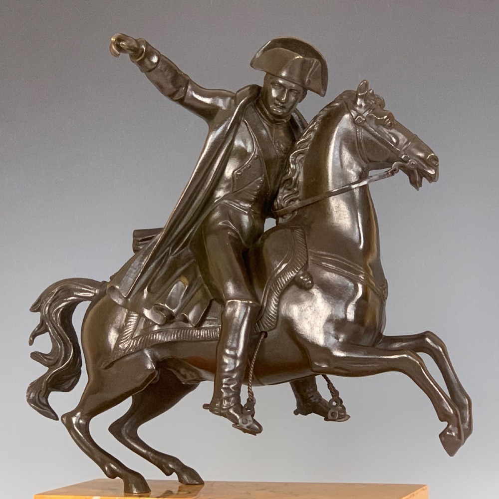 French Equestrian Bronze & Sienna Marble Napoleon on Horseback View II