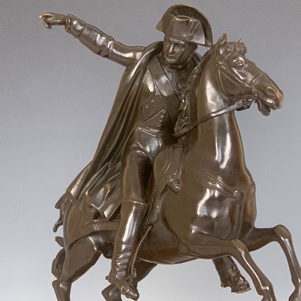 French Equestrian Bronze & Sienna Marble Napoleon on Horseback View III