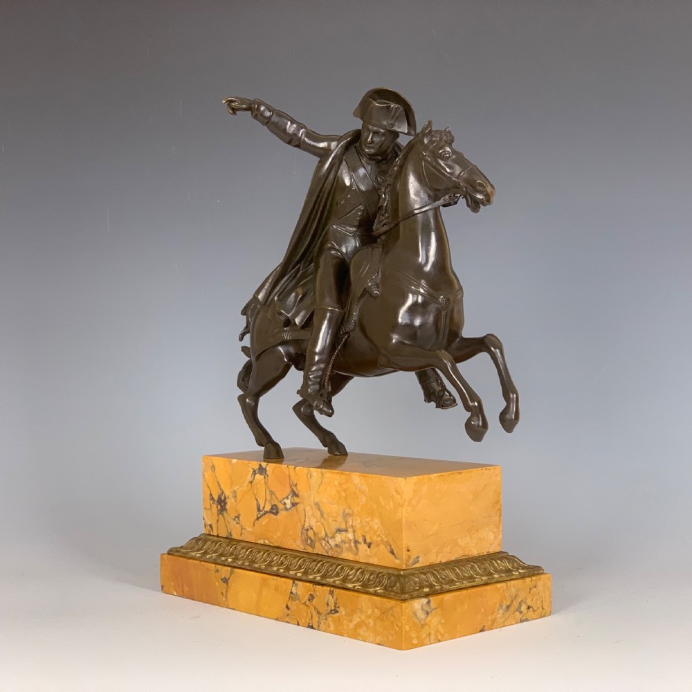 French Equestrian Bronze & Sienna Marble Napoleon on Horseback View IV