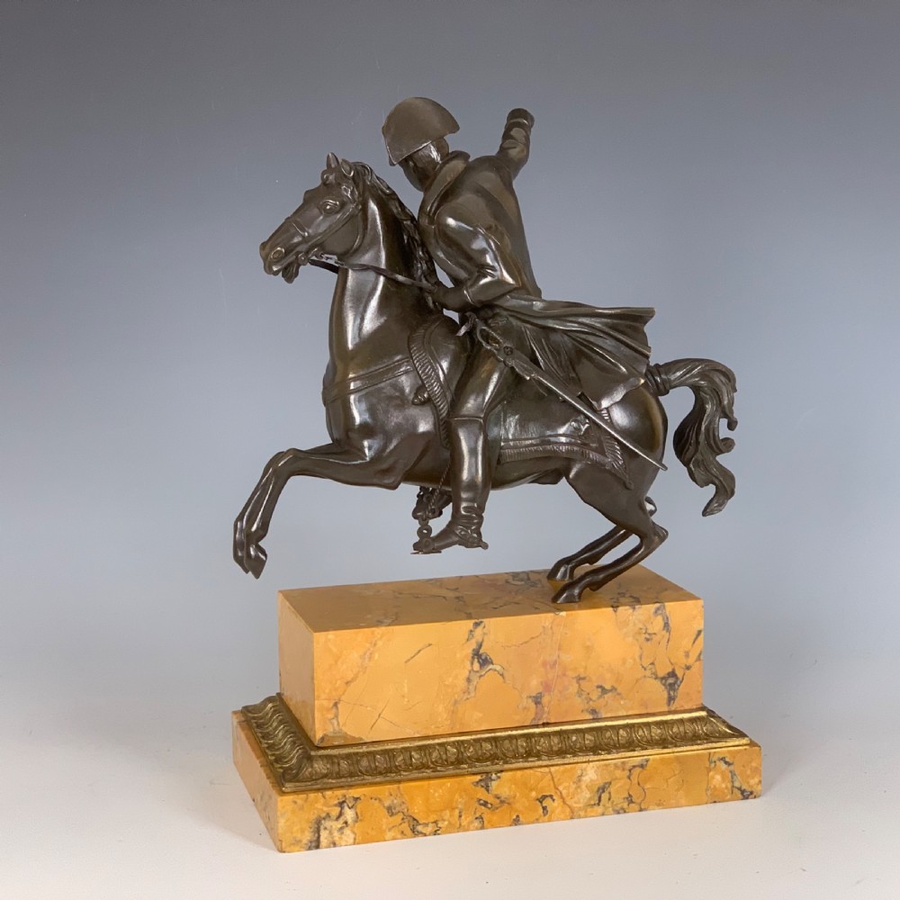 French Equestrian Bronze & Sienna Marble Napoleon on Horseback View V
