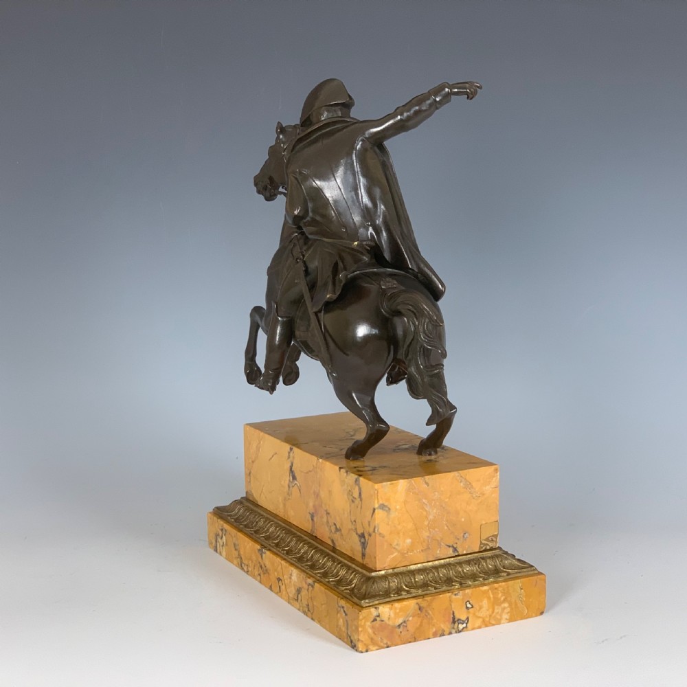 French Equestrian Bronze & Sienna Marble Napoleon on Horseback View VI
