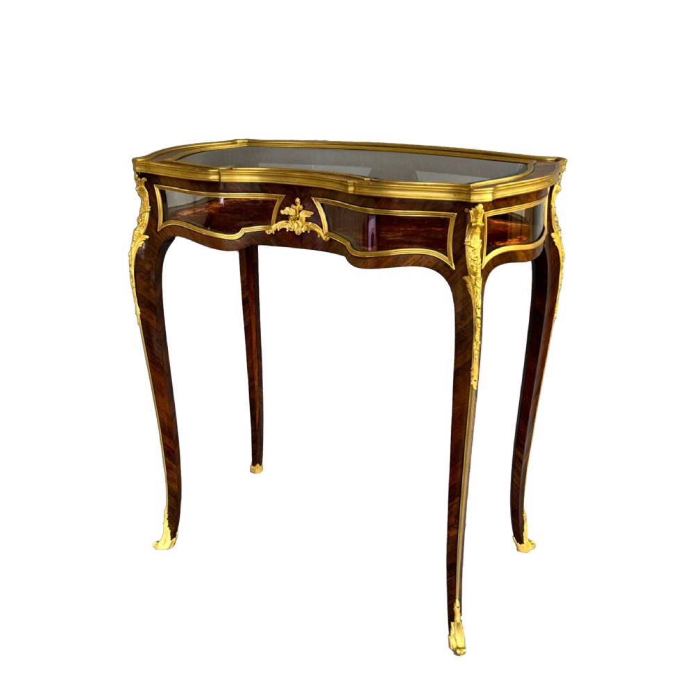 Antique Ormolu Mounted Rosewood Bijouterie Table Vitrine by François Linke