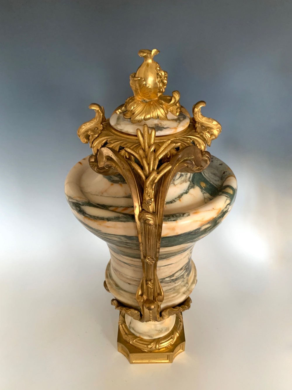 Fine Pair Louis XV Style 19th Century Marble & Gilt Bronze Mounted Urns View III