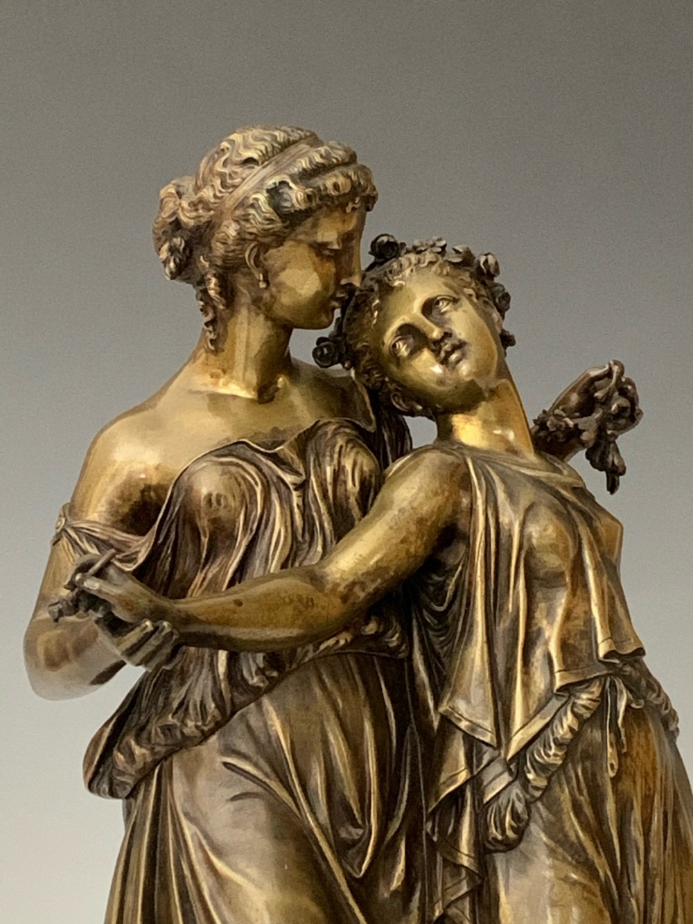 Henry Étienne Dumaige Antique Bronze Group Two Maidens View IV