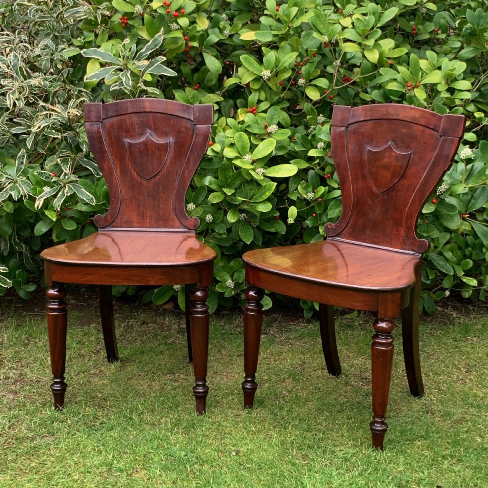Pair of George IV Mahogany Hall Chairs View V