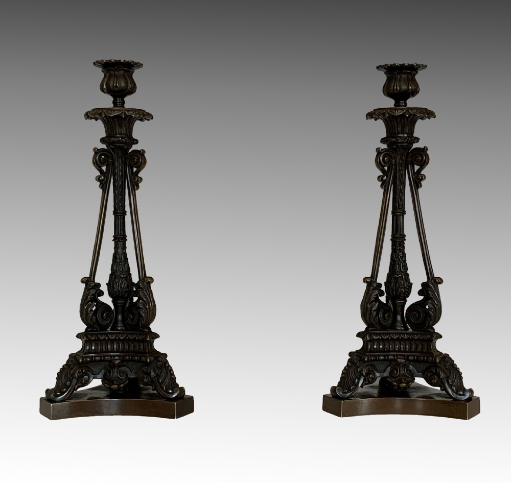 A Pair of French Bronze Candlesticks View II