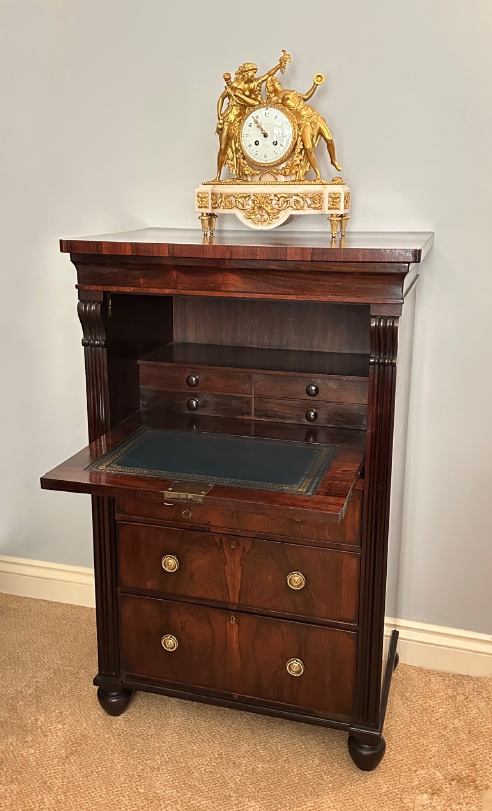 George IV Rosewood Writing Cabinet Wellington Chest