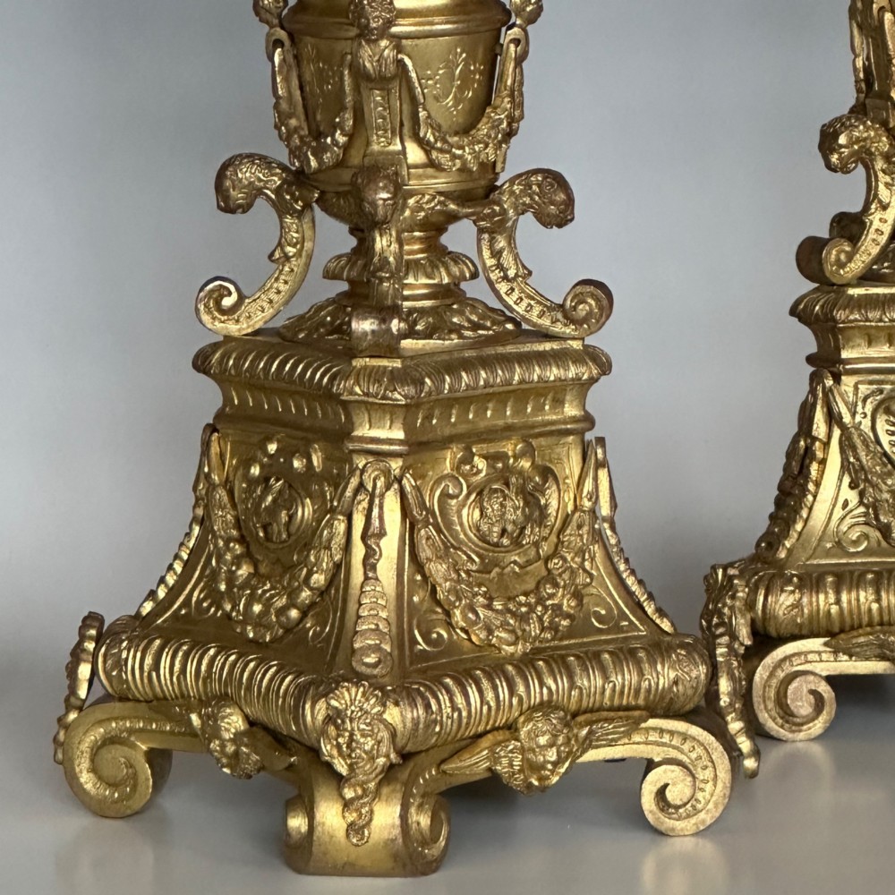 Five 18th Century Venetian Gilt Bronze Candlesticks View IV