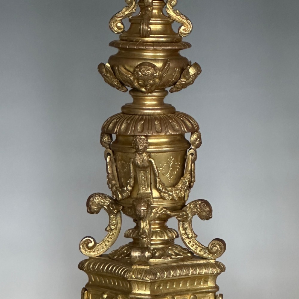 Five 18th Century Venetian Gilt Bronze Candlesticks View VI