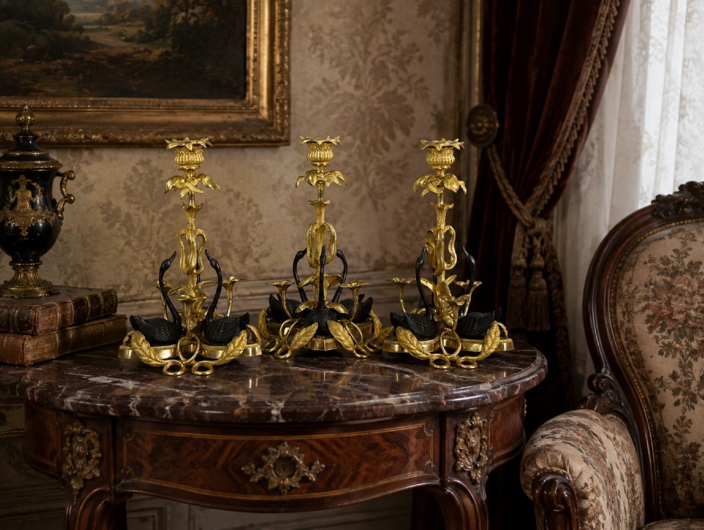 Victorian Ormolu & Parcel Bronze Candlesticks View VII