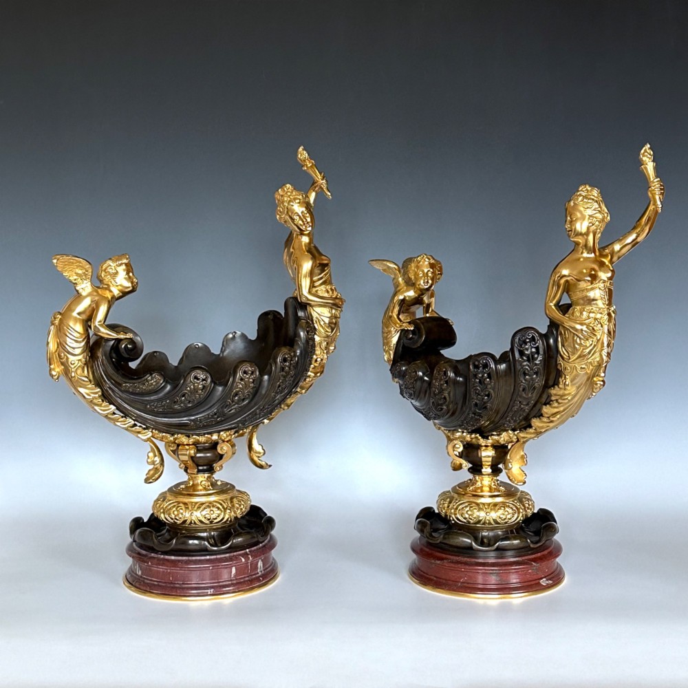 Pair of French Ormolu & Bronze Centrepieces