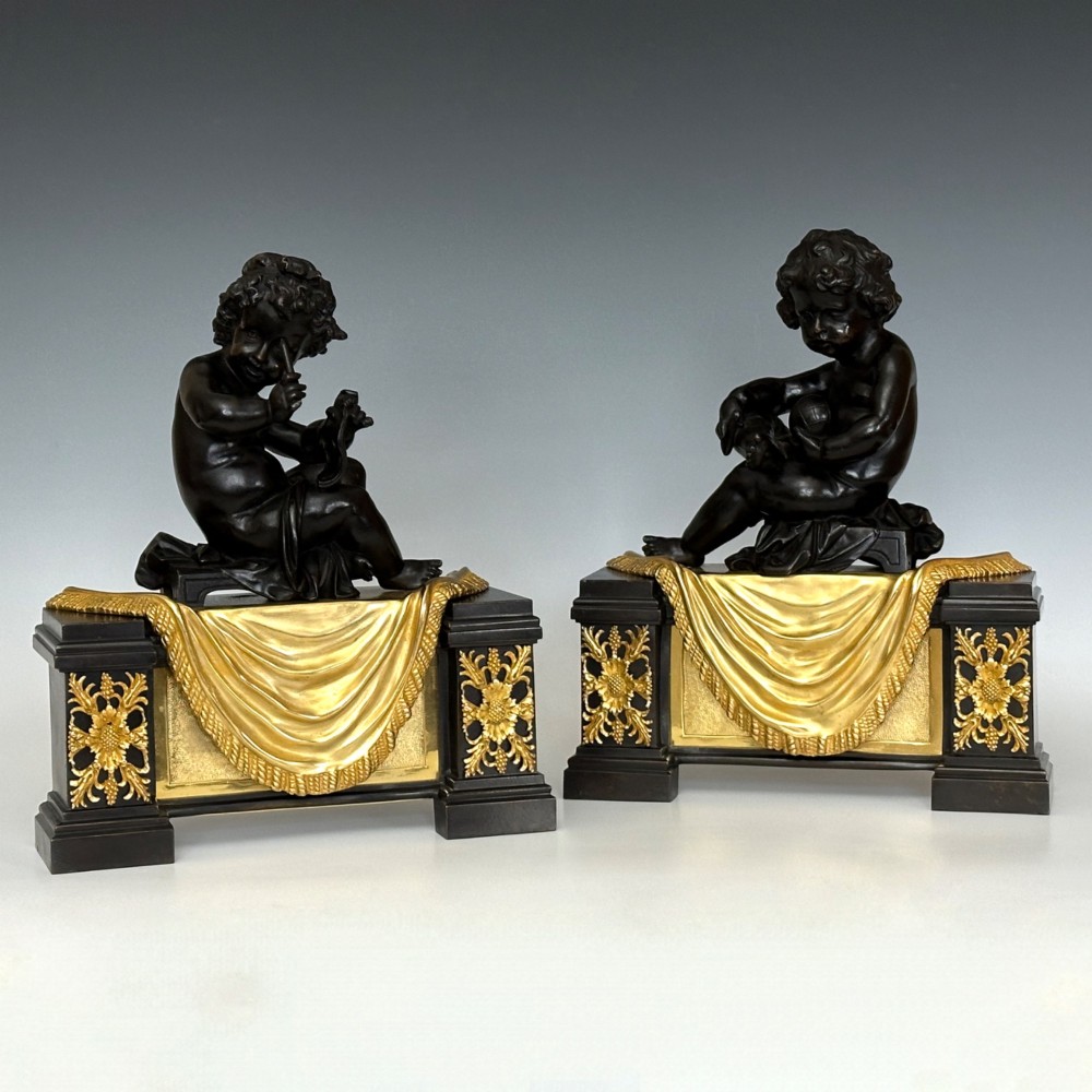 Attractive Pair of Bronze & Ormolu French Chenets