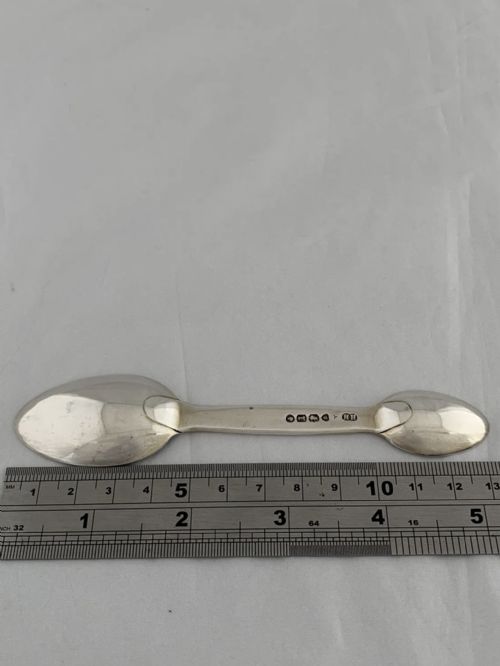 STERLING SILVER MEDICINE SPOON 1872 LONDON VICTORIAN HENRY HOLLAND ANTIQUE SPOON - ADDITIONAL PHOTO 2
