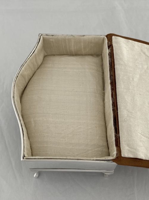 STERLING SILVER JEWELLERY BOX 1913 BIRMINGHAM ANTIQUE SILVER LEATHER LID SUPERB - ADDITIONAL PHOTO 10