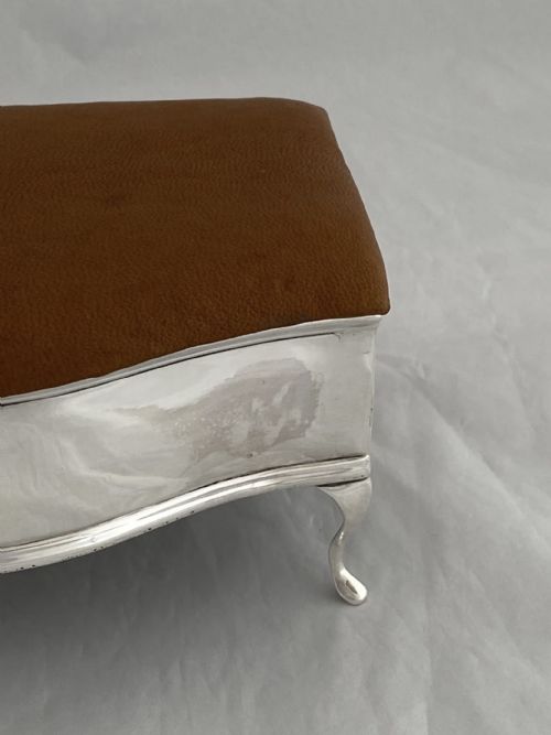 STERLING SILVER JEWELLERY BOX 1913 BIRMINGHAM ANTIQUE SILVER LEATHER LID SUPERB - ADDITIONAL PHOTO 11