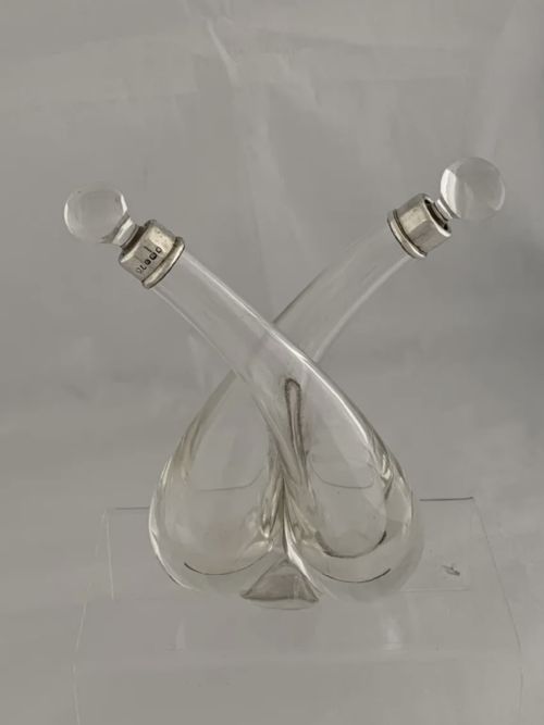 STERLING SILVER OIL VINEGAR CRUET 1928 LONDON ANTIQUE ART DECO HIGH QUALITY - ADDITIONAL PHOTO 1