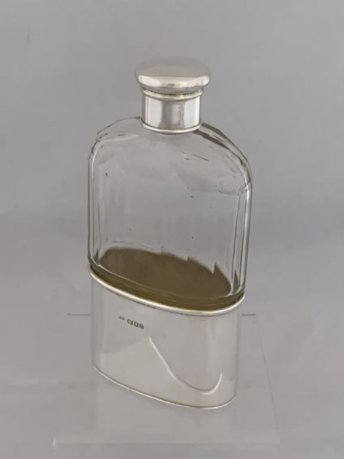 STERLING SILVER HIP FLASK SPIRIT FLASK 1919 LONDON W A ELLWICK LTD HUNTING - ADDITIONAL PHOTO 1