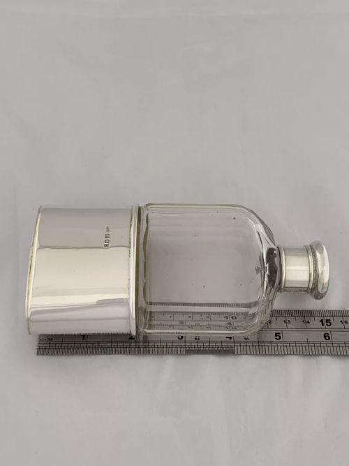 STERLING SILVER HIP FLASK SPIRIT FLASK 1919 LONDON W A ELLWICK LTD HUNTING - ADDITIONAL PHOTO 2