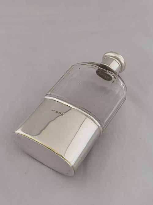 STERLING SILVER HIP FLASK SPIRIT FLASK 1919 LONDON W A ELLWICK LTD HUNTING - ADDITIONAL PHOTO 4