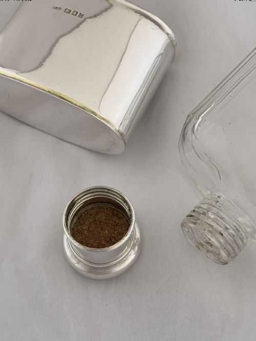STERLING SILVER HIP FLASK SPIRIT FLASK 1919 LONDON W A ELLWICK LTD HUNTING - ADDITIONAL PHOTO 11