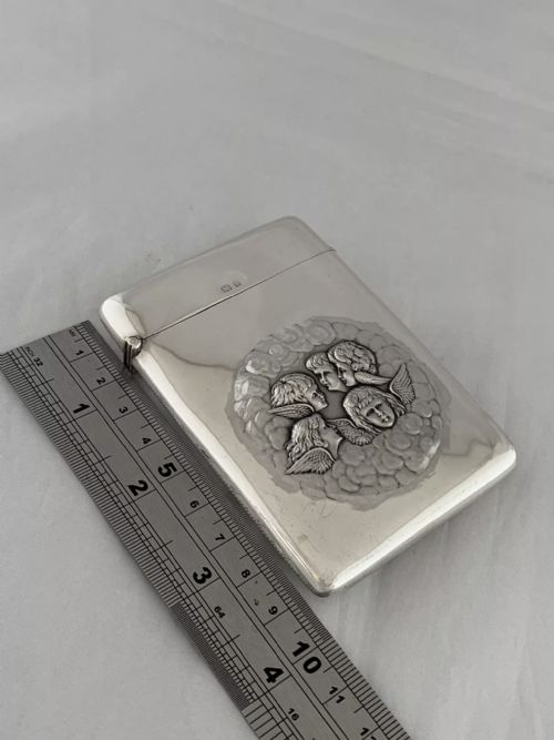 STERLING SILVER CARD CASE BUSINESS CARDS 1904 BIRMINGHAM REYNOLDS ANGELS ANTIQUE - ADDITIONAL PHOTO 5