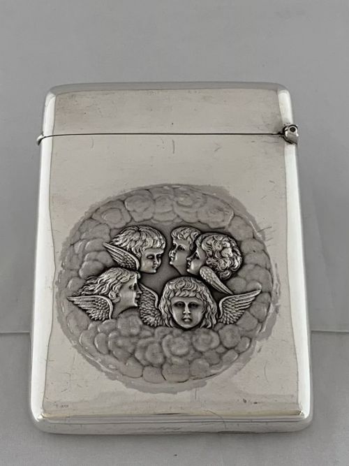 STERLING SILVER CARD CASE BUSINESS CARDS 1904 BIRMINGHAM REYNOLDS ANGELS ANTIQUE - ADDITIONAL PHOTO 6
