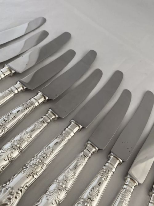 STERLING SILVER TABLE SIDE KNIVES 6 6 1962 SHEFFIELD GEORGIAN STYLE SOLID - ADDITIONAL PHOTO 8