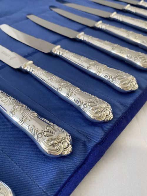 STERLING SILVER TABLE SIDE KNIVES 6 6 1962 SHEFFIELD GEORGIAN STYLE SOLID - ADDITIONAL PHOTO 9