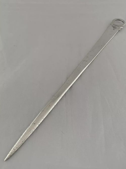 LARGE STERLING SILVER SKEWER DUBLIN 1787 M KEATING GEORGIAN ANTIQUE MEAT SKEWER - ADDITIONAL PHOTO 7