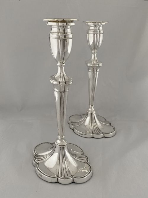 HUGE PAIR OF STERLING SILVER CANDLESTICKS 1934 BIRMINGHAM ANTIQUE 31CM HEIGHT - ADDITIONAL PHOTO 2