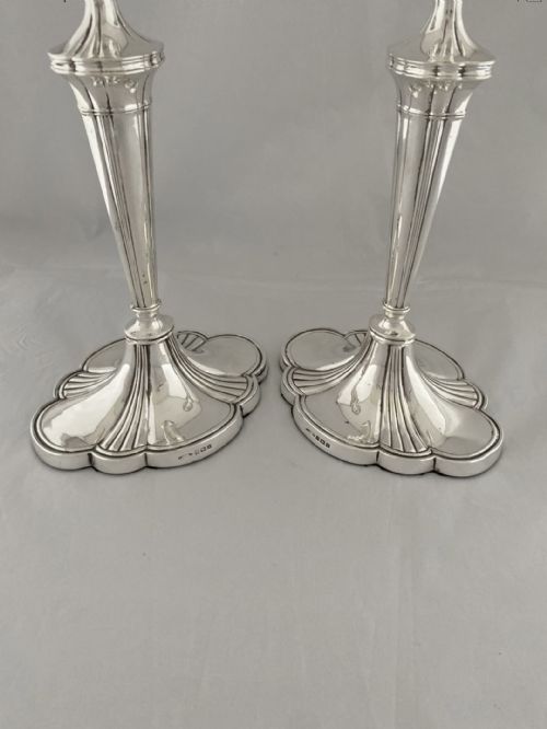 HUGE PAIR OF STERLING SILVER CANDLESTICKS 1934 BIRMINGHAM ANTIQUE 31CM HEIGHT - ADDITIONAL PHOTO 5