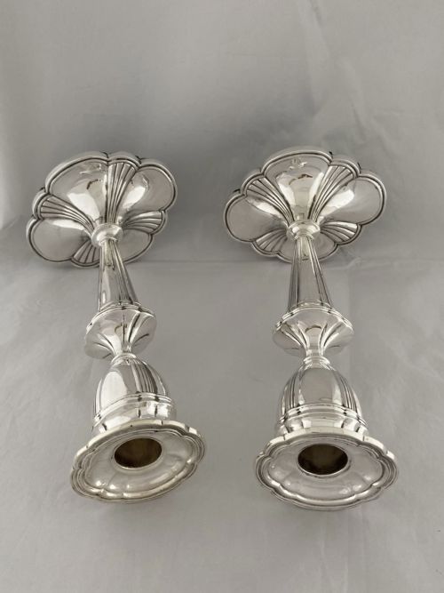 HUGE PAIR OF STERLING SILVER CANDLESTICKS 1934 BIRMINGHAM ANTIQUE 31CM HEIGHT - ADDITIONAL PHOTO 6