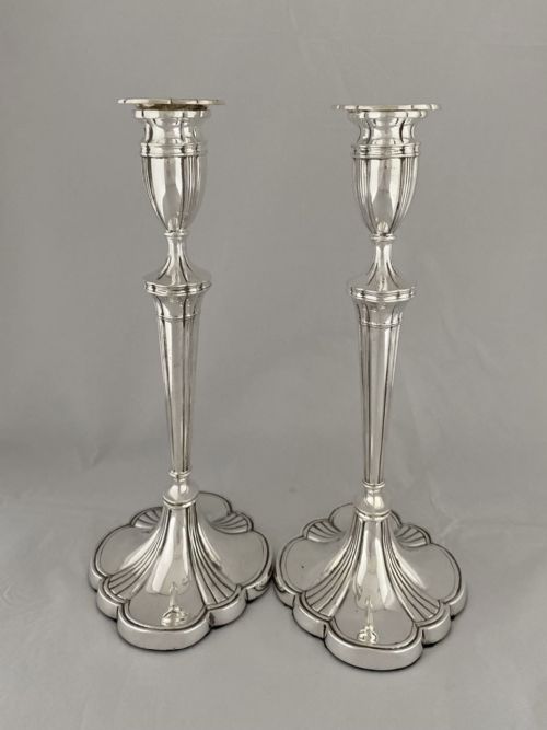 HUGE PAIR OF STERLING SILVER CANDLESTICKS 1934 BIRMINGHAM ANTIQUE 31CM HEIGHT - ADDITIONAL PHOTO 7
