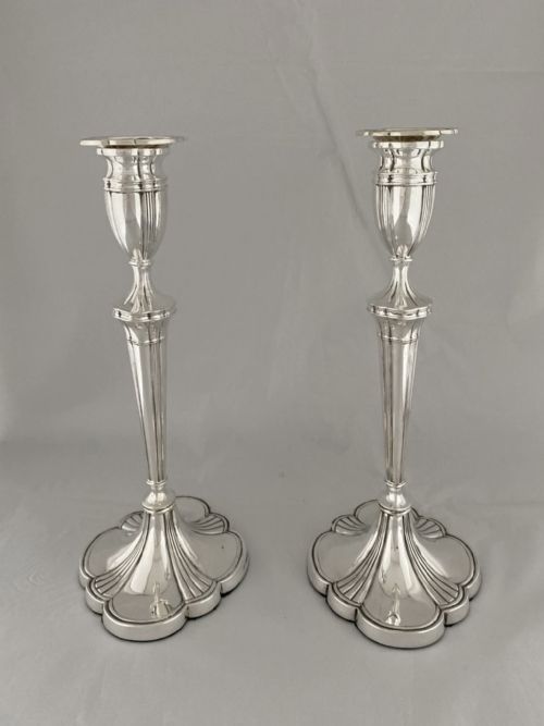 HUGE PAIR OF STERLING SILVER CANDLESTICKS 1934 BIRMINGHAM ANTIQUE 31CM HEIGHT - ADDITIONAL PHOTO 8