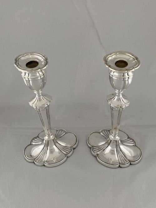 HUGE PAIR OF STERLING SILVER CANDLESTICKS 1934 BIRMINGHAM ANTIQUE 31CM HEIGHT - ADDITIONAL PHOTO 9