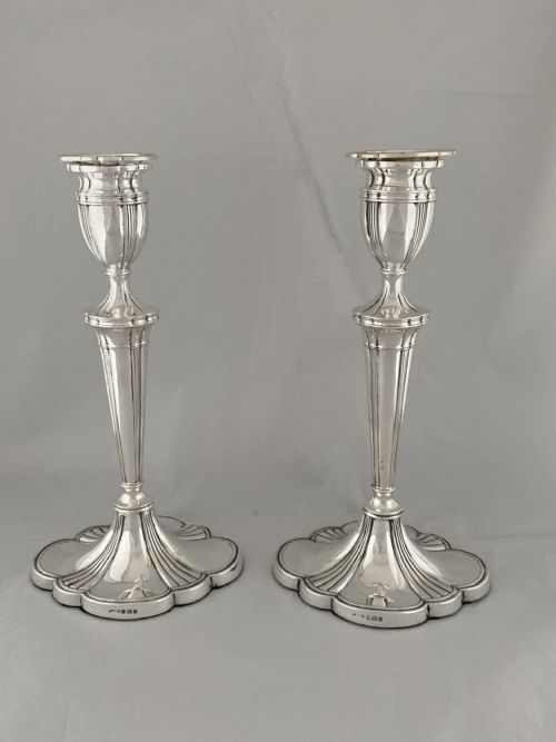 HUGE PAIR OF STERLING SILVER CANDLESTICKS 1934 BIRMINGHAM ANTIQUE 31CM HEIGHT - ADDITIONAL PHOTO 10