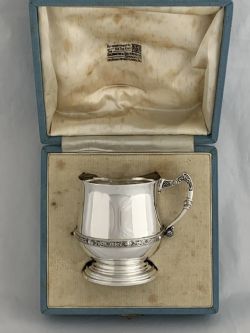 STERLING SILVER BEER MUG 12 PINT 1951 BIRMINGHAM CHRISTENING MUG ANTIQUE