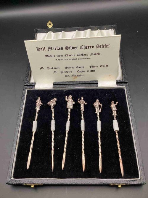 Hallmarked Sterling Silver  Cherry Sticks , Charles Dickens Novels