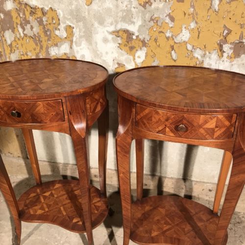 PAIR OF FRENCH OVAL MARQUETRY SIDE TABLES - ADDITIONAL PHOTO 8
